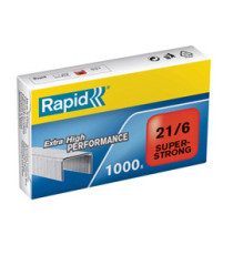 Punti Rapid Super Strong - 21/6 (6/6) - acciaio zincato - metallo - Rapid - conf. 1000 pezzi Punti Rapid Super Strong - 21/6 (6/6) - acciaio zincato - metallo - Rapid - conf. 1000 pezzi