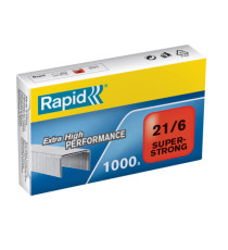 Punti Rapid Super Strong - 21/6 (6/6) - acciaio zincato - metallo - Rapid - conf. 1000 pezzi Punti Rapid Super Strong - 21/6 (6/6) - acciaio zincato - metallo - Rapid - conf. 1000 pezzi