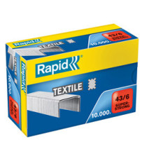 Punti Rapid Super Strong Textile - 43/6 - acciaio zincato - per tessuti - Rapid - conf. 10000 pezzi Punti Rapid Super Strong Textile - 43/6 - acciaio zincato - per tessuti - Rapid - conf. 10000 pezzi