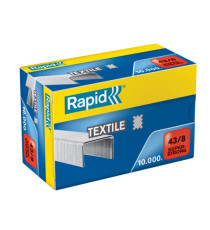 Punti Rapid Super Strong Textile - 43/8 - acciaio zincato - per tessuti - metallo - Rapid - conf. 10000 pezzi Punti Rapid Super Strong Textile - 43/8 - acciaio zincato - per tessuti - metallo - Rapid - conf. 10000 pezzi
