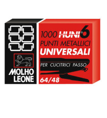 Punti universali - 6/4 - metallo - Molho Leone - conf. 1000 pezzi Punti universali - 6/4 - metallo - Molho Leone - conf. 1000 pezzi