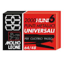 Punti universali - 6/4 - metallo - Molho Leone - conf. 2000 pezzi Punti universali - 6/4 - metallo - Molho Leone - conf. 2000 pezzi