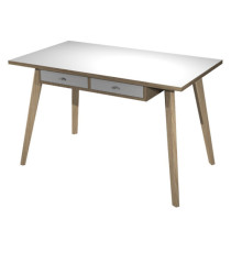 Postazione Home-Office - con sottopiano - gambe in legno -120 x 60 x H 74,4 cm - bianco / rovere Postazione Home-Office - con sottopiano - gambe in legno -120 x 60 x H 74,4 cm - bianco / rovere