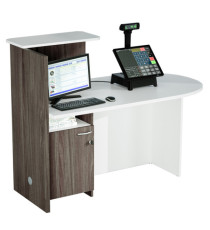 Postazione reception Concept - 145 x 83 x 117 cm - bianco/frassino toscano Postazione reception Concept - 145 x 83 x 117 cm - bianco/frassino toscano
