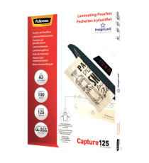 Pouches Capture125 - A3 - 303x426 mm - 2x125 micron - Fellowes - scatola 100 pezzi Pouches Capture125 - A3 - 303x426 mm - 2x125 micron - Fellowes - scatola 100 pezzi