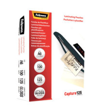 Pouches Capture125 - A6 - 111x154 mm - 2x125 micron - Fellowes - scatola 100 pezzi Pouches Capture125 - A6 - 111x154 mm - 2x125 micron - Fellowes - scatola 100 pezzi