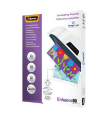Pouches Enhance80 - A3 - 303x426 mm - 2x80 micron - Fellowes - scatola 100 pezzi Pouches Enhance80 - A3 - 303x426 mm - 2x80 micron - Fellowes - scatola 100 pezzi