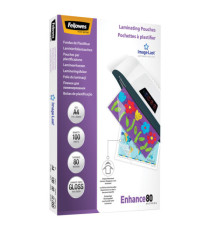 Pouches Enhance80 - A4 - 216x303 mm - 80 micron - Fellowes - scatola 100 pezzi Pouches Enhance80 - A4 - 216x303 mm - 80 micron - Fellowes - scatola 100 pezzi