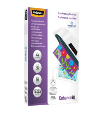 Pouches Enhance80 - A4 - 216x303 mm - 80 micron - Fellowes - scatola 100 pezzi Pouches Enhance80 - A4 - 216x303 mm - 80 micron - Fellowes - scatola 100 pezzi