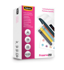 Pouches Preserve250 - A4 - 216x303 mm - 2x250 micron - Fellowes - scatola 100 pezzi Pouches Preserve250 - A4 - 216x303 mm - 2x250 micron - Fellowes - scatola 100 pezzi