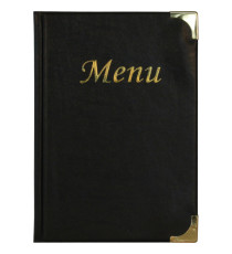 Portamenù Basic - A5 - 23,7 x 17,2cm - PVC - nero - 4+2 buste fisse incluse - Securit