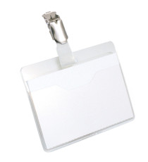 Portanome a tasca aperta - clip in metallo - 6 x 9 cm - trasparente - Durable - conf. 25 pezzi