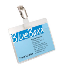 Portanome a tasca aperta - clip in metallo - 6 x 9 cm - trasparente - Durable - conf. 25 pezzi