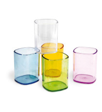 Portapenne a bicchiere - 6,5 x 6,5 x 9,5 cm - trasparente blu - Arda