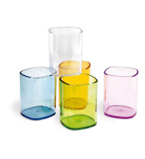 Portapenne a bicchiere - 6,5x6,5x9,5 cm - trasparente viola - Arda