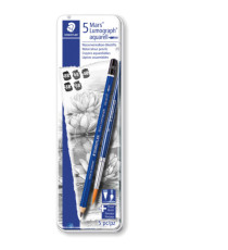 Matite in grafite acquerellabili + pennello Mars Lumograph - gradazione 4B - gradazione 6B (x2) - gradazione 8B (x2) - S Matite in grafite acquerellabili + pennello Mars Lumograph - gradazione 4B - gradazione 6B (x2) - gradazione 8B (x2) - S