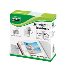Quadratini biadesivi per foto - 10 mm x 11 mm - trasparente - Lebez - conf. 600 pezzi Quadratini biadesivi per foto - 10 mm x 11 mm - trasparente - Lebez - conf. 600 pezzi