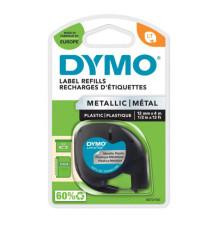 Nastro Letratag 912080 - 12 mm x 4 mt - metallo - argento - Dymo