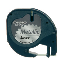 Nastro Letratag 912080 - 12 mm x 4 mt - metallo - argento - Dymo