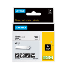 Nastro Rhino 18444 - 12 mm x 5,5 mt - vinile - permanente - nero/bianco - Dymo Nastro Rhino 18444 - 12 mm x 5,5 mt - vinile - permanente - nero/bianco - Dymo