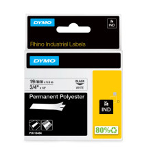 Nastro Rhino 18484 - 19 mm x 5,5 mt - poliestere permanente - nero/bianco - Dymo Nastro Rhino 18484 - 19 mm x 5,5 mt - poliestere permanente - nero/bianco - Dymo