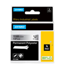 Nastro Rhino 18486 - 12 mm x 5,5 mt - poliestere - permanente - nero/metallo - Dymo Nastro Rhino 18486 - 12 mm x 5,5 mt - poliestere - permanente - nero/metallo - Dymo