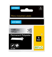 Nastro Rhino 18486 - 12 mm x 5,5 mt - poliestere - permanente - nero/metallo - Dymo Nastro Rhino 18486 - 12 mm x 5,5 mt - poliestere - permanente - nero/metallo - Dymo