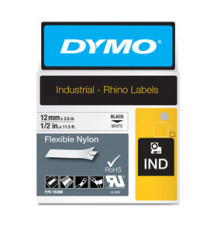 Nastro Rhino 18488 - 12 mm x 3,5 mt - nylon flessibile - nero/bianco - Dymo