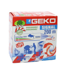 Nastro segnaletico SIGNAL - biodegradabile - 7 cm x 200 m - bianco/rosso - Geko