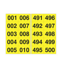 Numero adesivo da 001 a 500 - 45 x 24 mm - 10 et/fg - 50 fogli - nero/giallo Numero adesivo da 001 a 500 - 45 x 24 mm - 10 et/fg - 50 fogli - nero/giallo