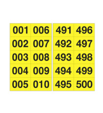 Numero adesivo da 001 a 500 - 45 x 24 mm - 10 et/fg - 50 fogli - nero/giallo Numero adesivo da 001 a 500 - 45 x 24 mm - 10 et/fg - 50 fogli - nero/giallo