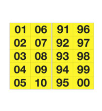 Numero adesivo da 01 a 99 - 44 x 34 mm - 10 et/fg - 10 fogli - nero/giallo