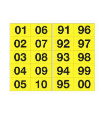 Numero adesivo da 01 a 99 - 44 x 34 mm - 10 et/fg - 10 fogli - nero/giallo