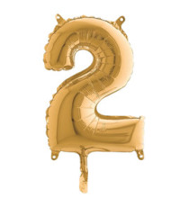 Palloncino - numero 2 - H 36 cm - mylar - oro - Big party Palloncino - numero 2 - H 36 cm - mylar - oro - Big party