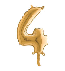 Palloncino - numero 4 - H 36 cm - mylar - oro - Big party Palloncino - numero 4 - H 36 cm - mylar - oro - Big party