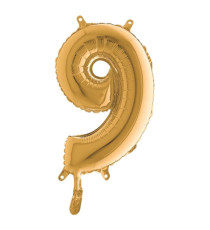 Palloncino - numero 9 - H 36 cm - mylar - oro - Big party Palloncino - numero 9 - H 36 cm - mylar - oro - Big party