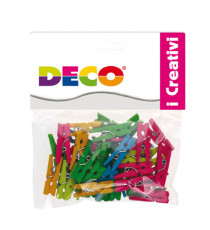 Mollettine mini - in legno - colori neon - 25 mm - Deco - conf. 45 pezzi