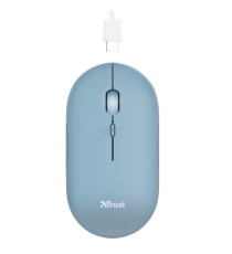 Mouse Puck - ultrasottile - wireless - ricaricabile - azzurro - Trust