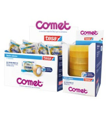 Nastro adesivo - 10 m x 1,5 cm - cellophane - trasparente - Comet Nastro adesivo - 10 m x 1,5 cm - cellophane - trasparente - Comet