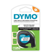Nastro Letratag 912010 - 12 mm x 4 mt - plastica - bianco - Dymo