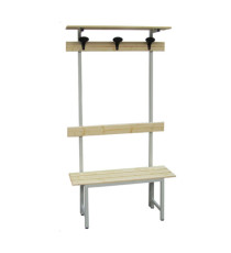 Panca spogliatoio - con alzata - 3 posti - 150 x 40 x 185 cm - legno - Fasma Panca spogliatoio - con alzata - 3 posti - 150 x 40 x 185 cm - legno - Fasma