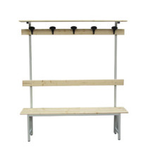 Panca spogliatoio - con alzata - 5 posti - 150 x 40 x 185 cm - legno - Fasma Panca spogliatoio - con alzata - 5 posti - 150 x 40 x 185 cm - legno - Fasma
