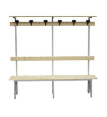 Panca spogliatoio - con alzata - 6 posti - 200 x 40 x185 cm - legno - Fasma Panca spogliatoio - con alzata - 6 posti - 200 x 40 x185 cm - legno - Fasma