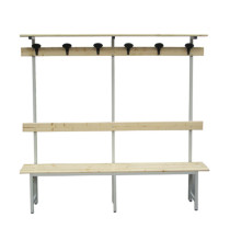 Panca spogliatoio - con alzata - 6 posti - 200 x 40 x185 cm - legno - Fasma Panca spogliatoio - con alzata - 6 posti - 200 x 40 x185 cm - legno - Fasma