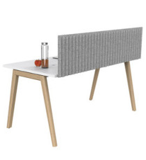 Pannello fonoassorbente per scrivania - 115 x 40 cm - morsetti neri - grigio chiaro