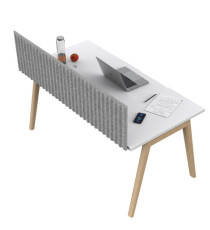 Pannello fonoassorbente per scrivania - 135 x 40 cm - morsetti neri - grigio chiaro