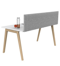 Pannello fonoassorbente per scrivania - 155 x 40 cm - morsetti neri - grigio chiaro