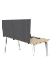 Pannello fonoassorbente per scrivania - 155 x 40 cm - morsetti neri - grigio medio