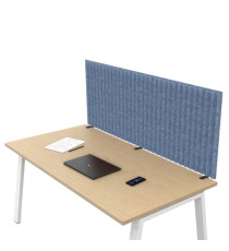 Pannello fonoassorbente per scrivania - 175 x 40 cm - morsetti neri - azzurro