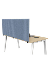 Pannello fonoassorbente per scrivania - 175 x 40 cm - morsetti neri - azzurro
